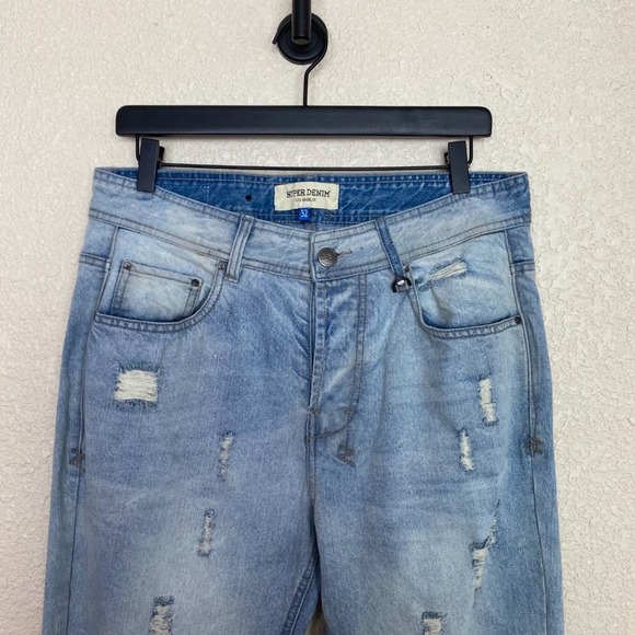 Hyper Denim Distressed Button Fly Jeans Mens size 32 x 25" inseam Straight Leg - Picture 4 of 11
